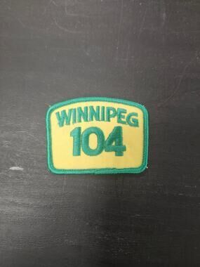 Vintage Winnipeg 104 Patch Green Yellow Embroidered Scout or Cub Emblem Canada